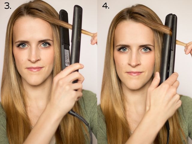 Soft Flat Iron Curls Steps 3 - 4